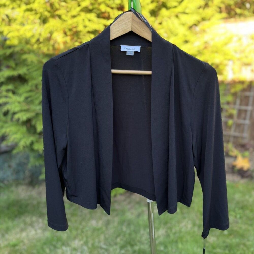 Calvin Klein Women's Cropped Open Front Cardigan – Black – Size L (12)